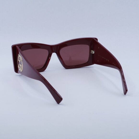 ?️ New Gucci GG1842S 005 Sunglasses - Burgundy Frame, Red Lenses